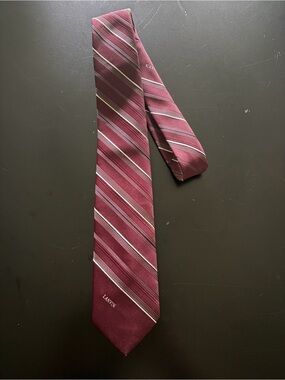 Vintage Lanvin Tie Red With Stripes Paris-New York